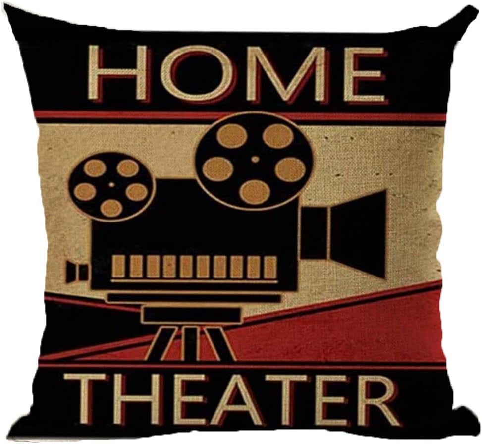 Movie Theater Decor Pillow Covers 4 Pack Pillow Case Home Theater Decor 18 X 18 inch Cushion Case Media Room Decor for Sofa Couch