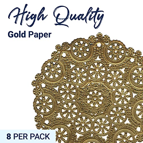 Royal Lace Fine Quality Paper Products, Medallion Lace Round Paper Doilies, 10-Inch, Gold Foil, Pack Of 8 #TOP2