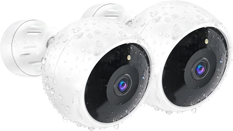 Cámaras de seguridad inalámbricas para exteriores, cámara 2K para seguridad en el hogar | Cámara con batería, cámara interior, visión nocturna en color, WiFi 2.4G, conversación bidireccional, alarma de sirena, detección de movimiento AI, paquete de 2