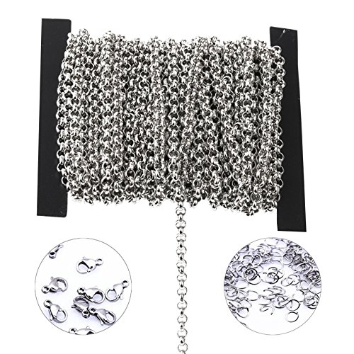 3.2mm Circular Stainless Steel Cable Chain Link in Bulk for Necklace Jewelry Making 6meters with Jump Ring Clasp