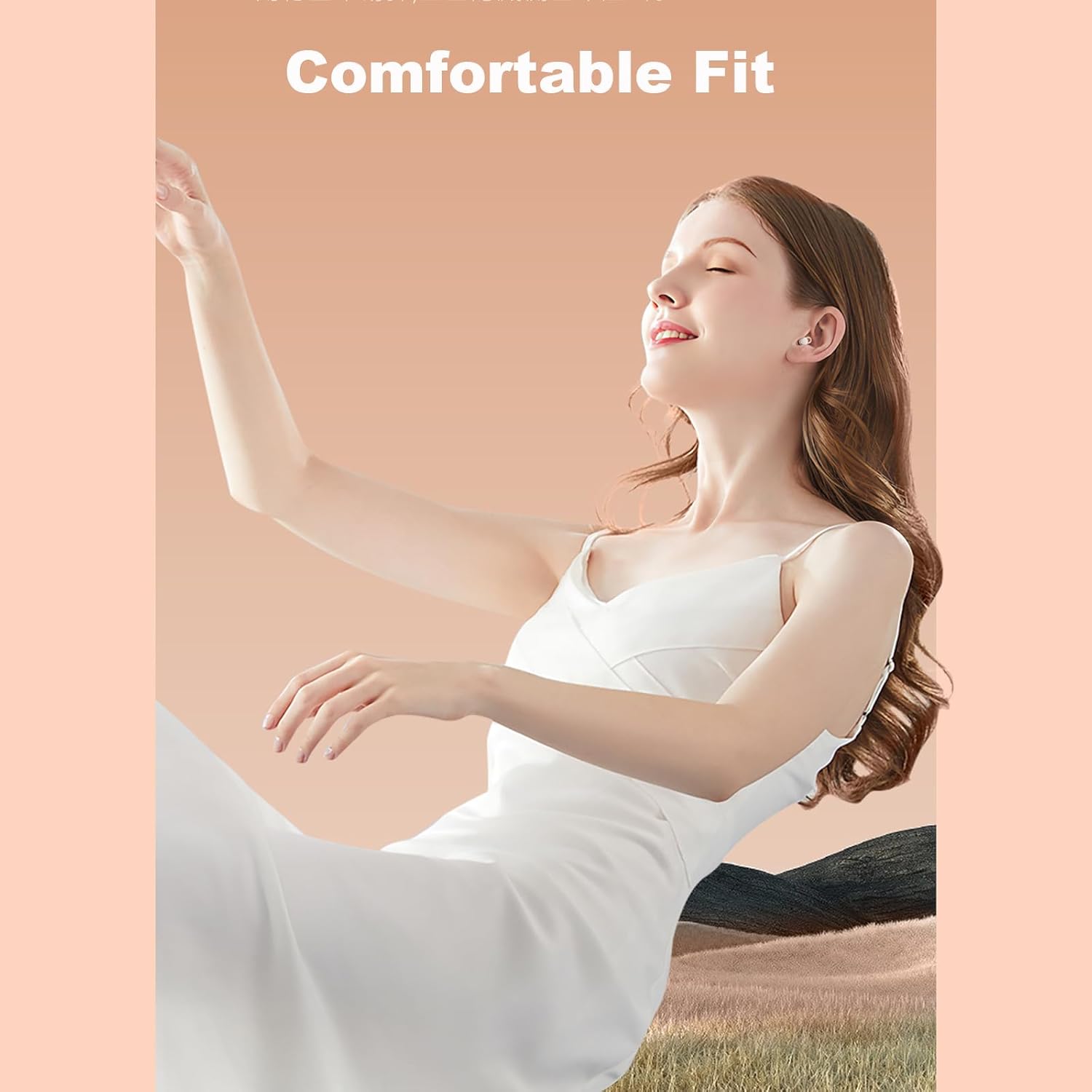 Purple Invisible Noise Cancelling Earbuds for Small Ear Canals Wireless Mini Hidden Headphones Ear Buds for Small Ears Bluetooth Comfortable Invisible Earbuds Discreet Ear Buds for Work