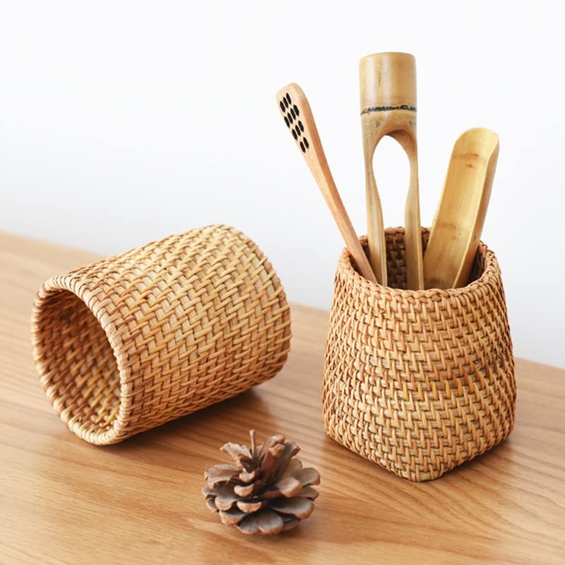 Boîte de rangement en rotin faite main pour bureau élégant