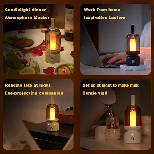 Miniatura 6 de Lámpara de mesa LED retro portátil, linterna LED vintage con batería inalámbrica, lámpara de escritorio USB, luz nocturna de campamento para uso en