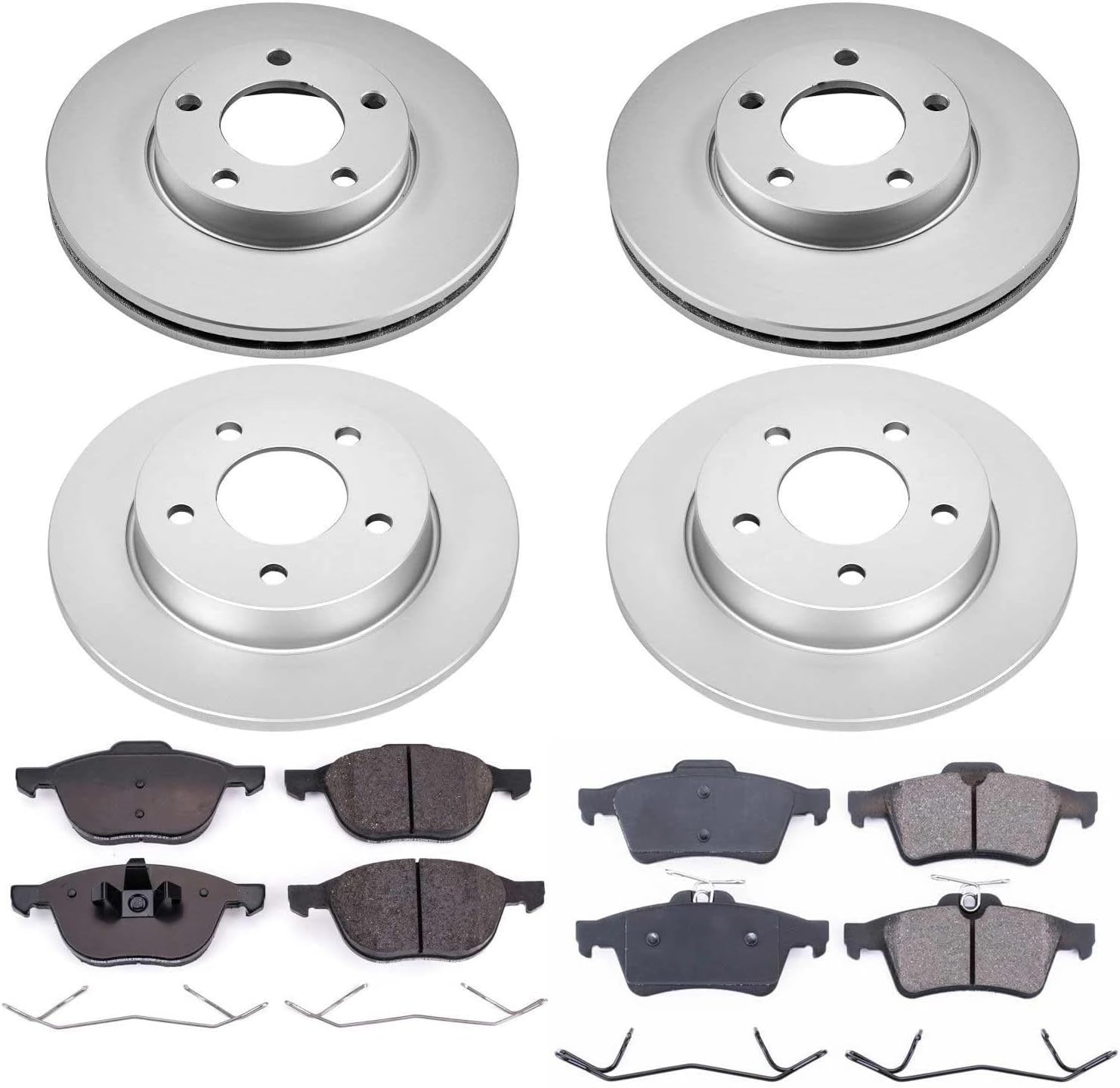 Power Stop CRK121 Coated Brake Rotor & Ceramic Brake Pads- front & rear For Mazda 3 2006-2013 [Model Specific]