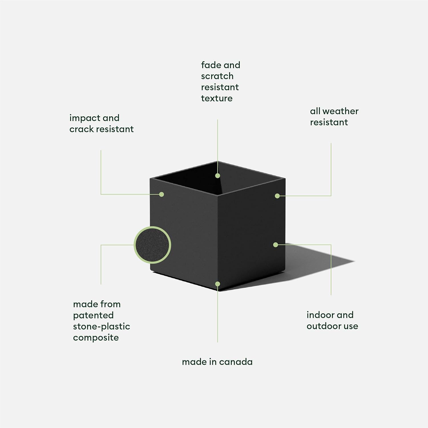 Veradek Forma Series Cube Planter - Square Planter for Window Sill/Table Decor | Made from Plastic-Stone Material | Modern Décor for Succulents, Indoor Small Plants