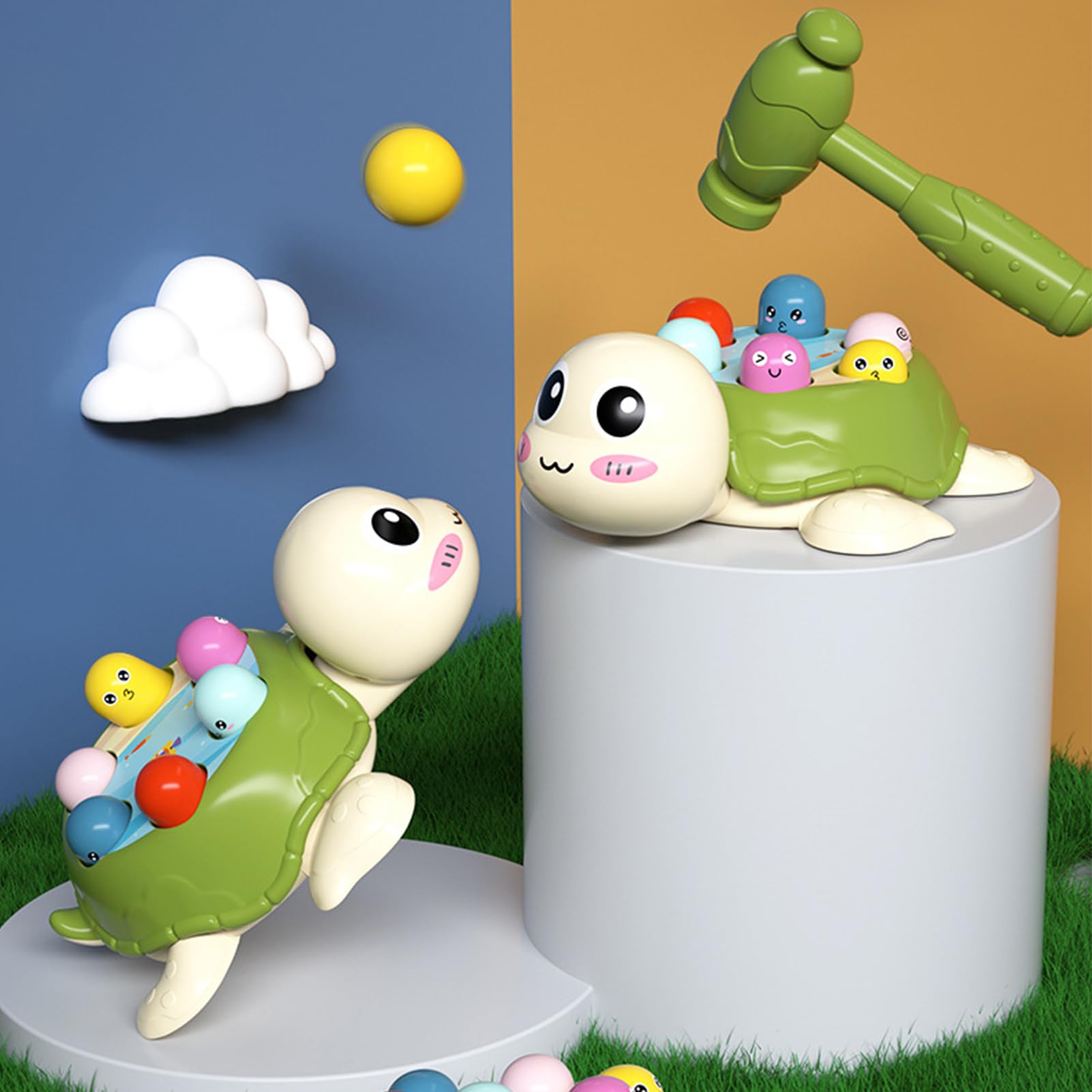 Générique Jeu De Tape Taupe - Jeu De Marteau Tortue - Éducatif Interactif Mignon pour D'âge Préscolaire Bébés Garçon Et Fille pour Développement des Compétences Activités Ludiques