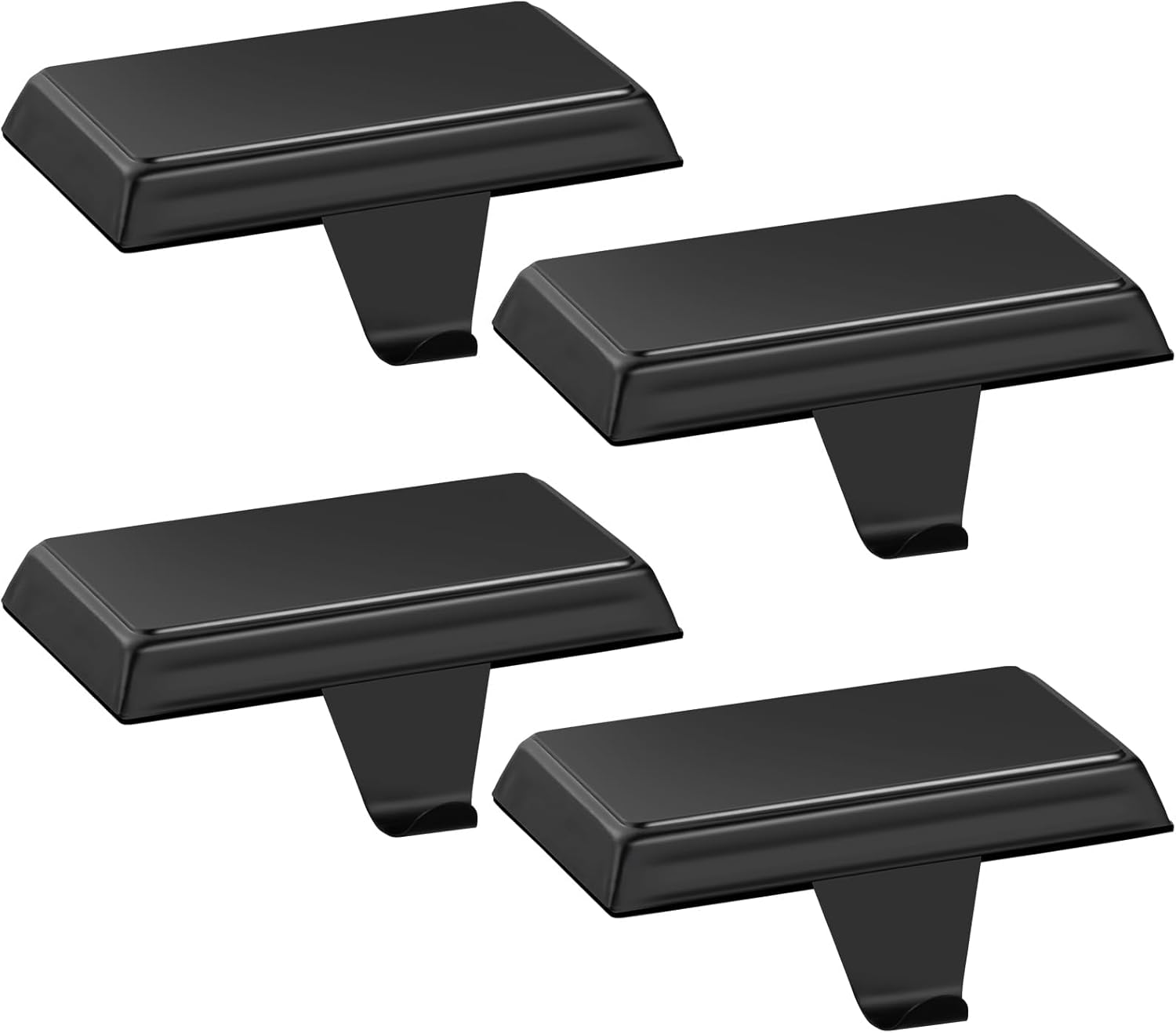 Christmas Stocking Holders for Mantle Set of 6, Upgraded Weighted Sturdy Hangers (Black)