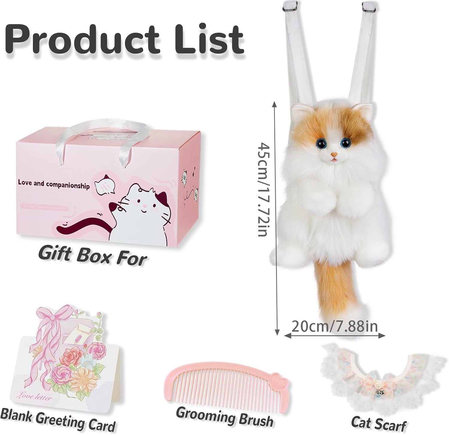 Realistic Cat Plush Backpack Handbag for Women (Calico Cat Bag)