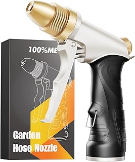 Garden Hose Nozzle, Heavy Duty Spray Nozzle for Watering, Water Nozzle with Adjustable Spray Patterns for Watering Plants, Car Washing, and Pet Showering (Gold)