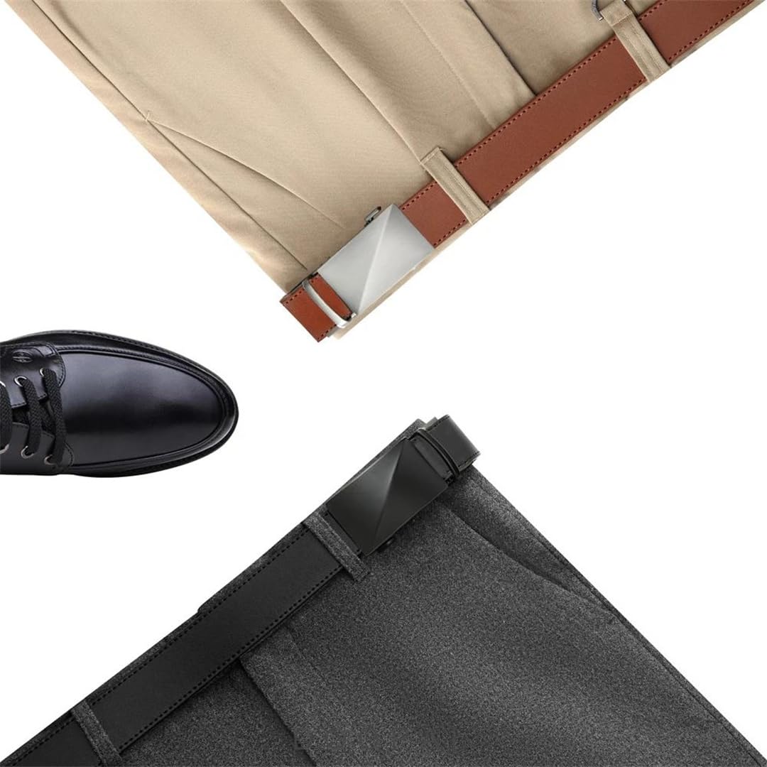 Yeuyyben Cinturón de trinquete de cuero genuino para hombre, ajustable, hebilla automática, casual, para negocios
