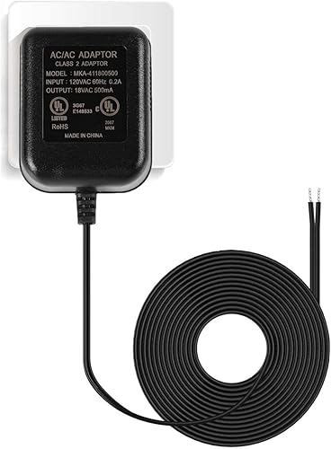 Transformador de timbre de CA 18 V 500 mA, adaptador de corriente de anillo con cable para timbre de puerta de video anillo 122 Pro y termostatos,