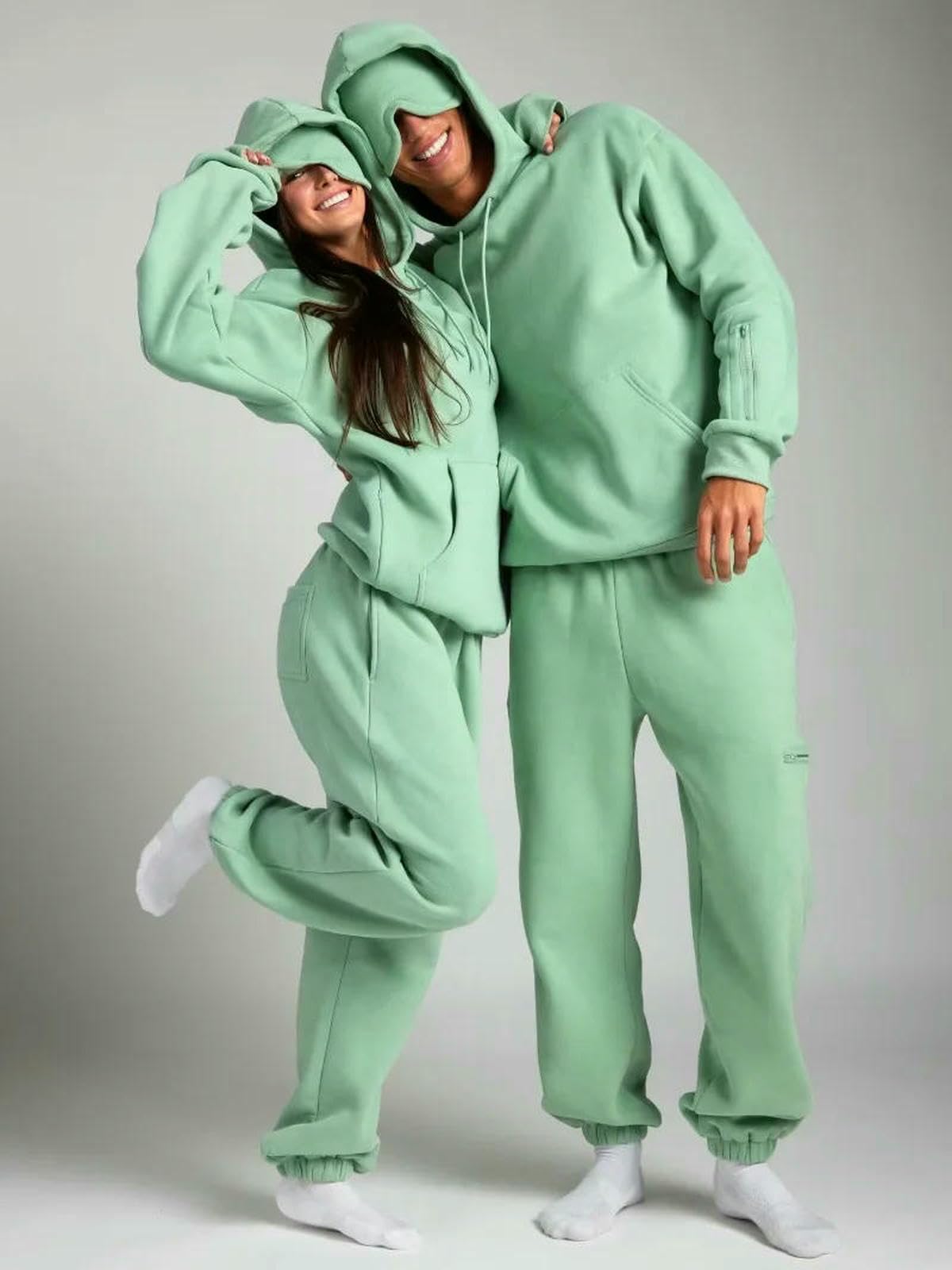 Bluza z kapturem stroje treningowe fitness jesień zima damski dres sportowa bluza z kieszenią bluzy z kapturem z naszywką na oczy spodnie dresowe dwuczęściowy zestaw