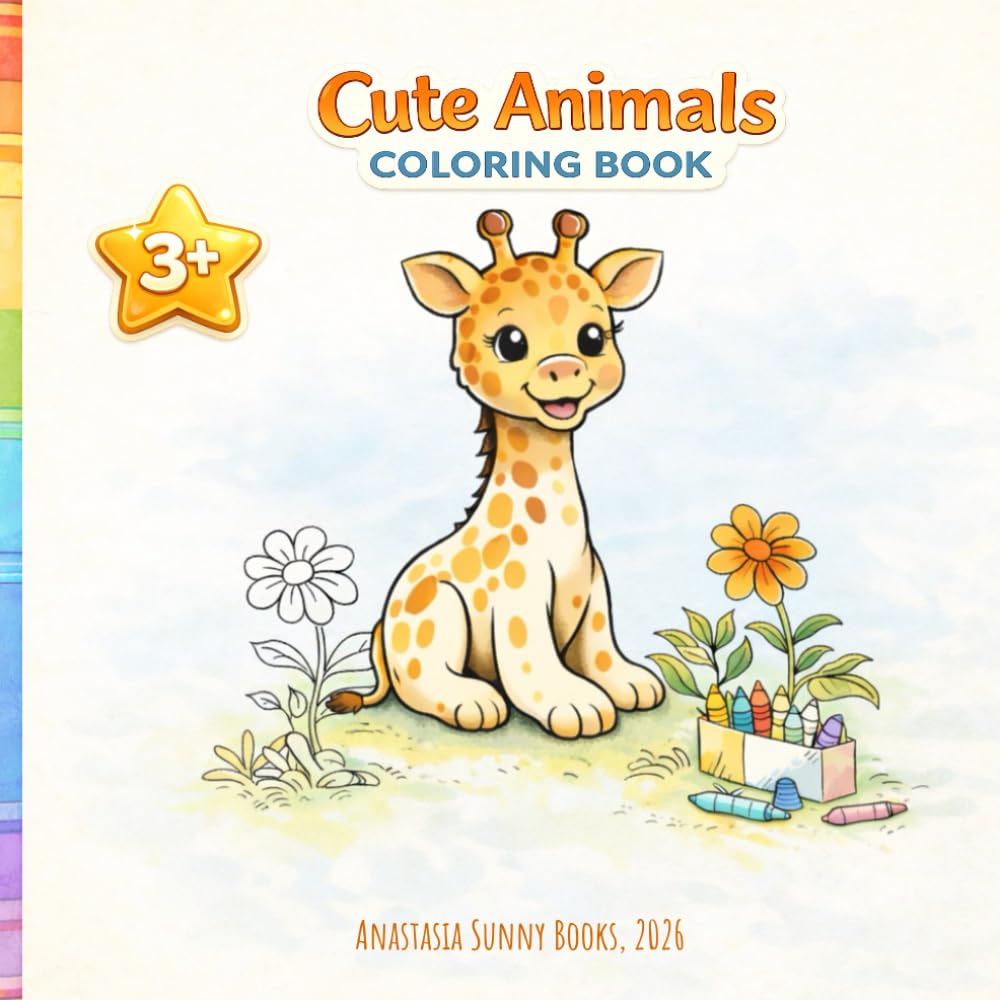 Cute Animals Coloring Book: Simple and Fun Coloring Pages for Kids Ages 3+ (Creative Adventure Collection)