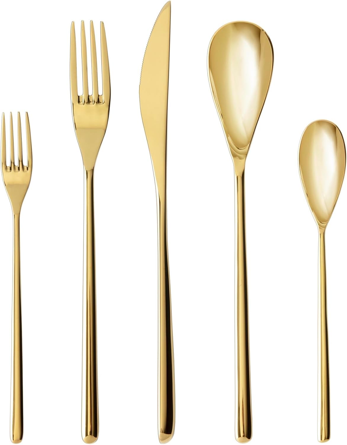 Fortessa Dragonfly 18/10 Stainless Steel, 20 Piece Flatware Set (Service for 4), Brushed Gold