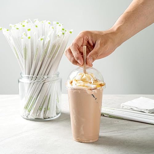 Miniatura 5 de Restaurantware Basic Nature - Pajitas desechables de 8.3 pulgadas, 100 pajitas sostenibles, envueltas que no alteran los sabores, pajitas de PLAcafé