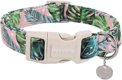 Miniatura 19 de DOGWONG Collar de algodón y cáñamo para perros, collar rosado resistente ajustable de tela natural suave para mascotas, lindo collar de boda