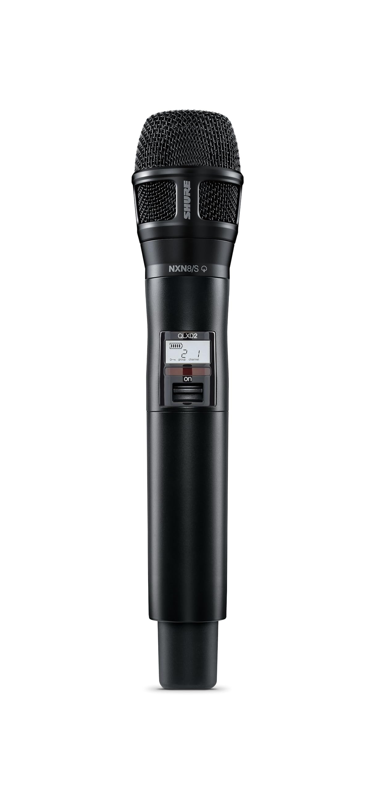 Shure QLXD2/N8SB Handheld Transmitter with Nexadyne 8/S Black Supercardioid Vocal Mic Capsule - for QLX-D Digital Wireless Microphone Systems, Receiver Sold Separately | G50 Band (QLXD2/N8SB=-G50)