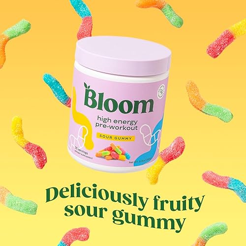 Miniatura 2 de Bloom Nutrition Polvo de Pre-Entreno de Alta Energía, Energía de Aminoácidos con Beta Alanina, Ginseng y L Tirosina, Polvo de Cafeína Natural de