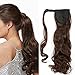 Produktbild Ponytail Clip in Pferdeschwanz Extension Haarteil Haarverlängerung Zopf Hair Piece gewellt Wavy wie Echthaar Mittel braun Wavy-17"(43cm) 90g