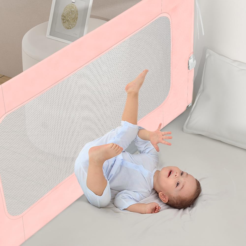 OHMG Barrière lit bebe150cm Barrière de lit pour Enfants Pliable,Barrieres de securite Enfant Lits Portable, Barrières de Lits pour Enfants&Tout-Petits Protection Antichute