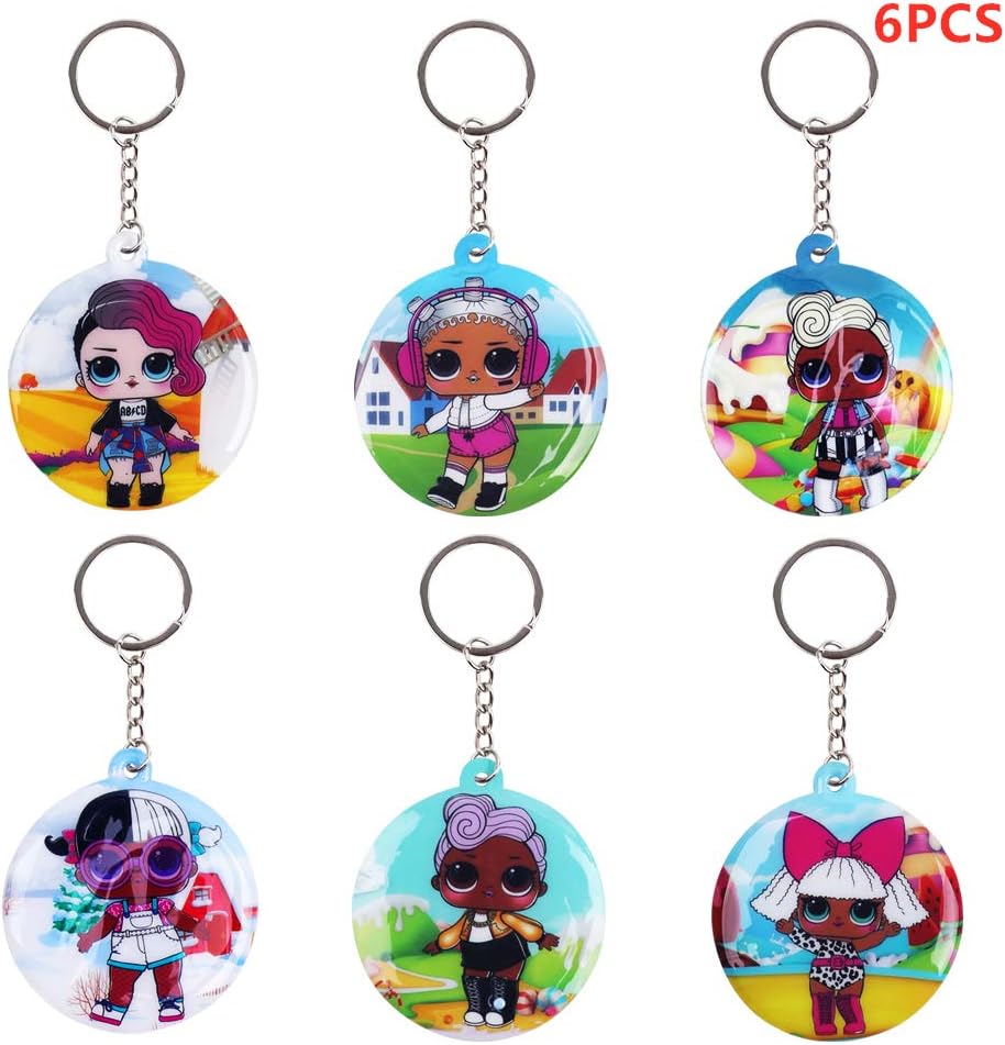 Msltr 6 Pack LOL Keychains for LOL Theme Party Favors, School Carnival Reward, Party Bag Gift Fillers, Party Goodie Bags for Kids Girls Boys Toy Souvenirs Birthday Gift