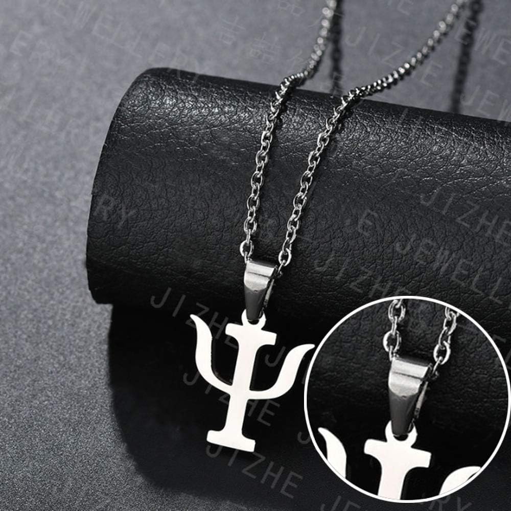 Psi Symbol Necklace, Stainless Steel Psychology Psychiatry Psi Symbol Pendant for Psychology Student Graduate Medical Sign Jewelry (Silver)…
