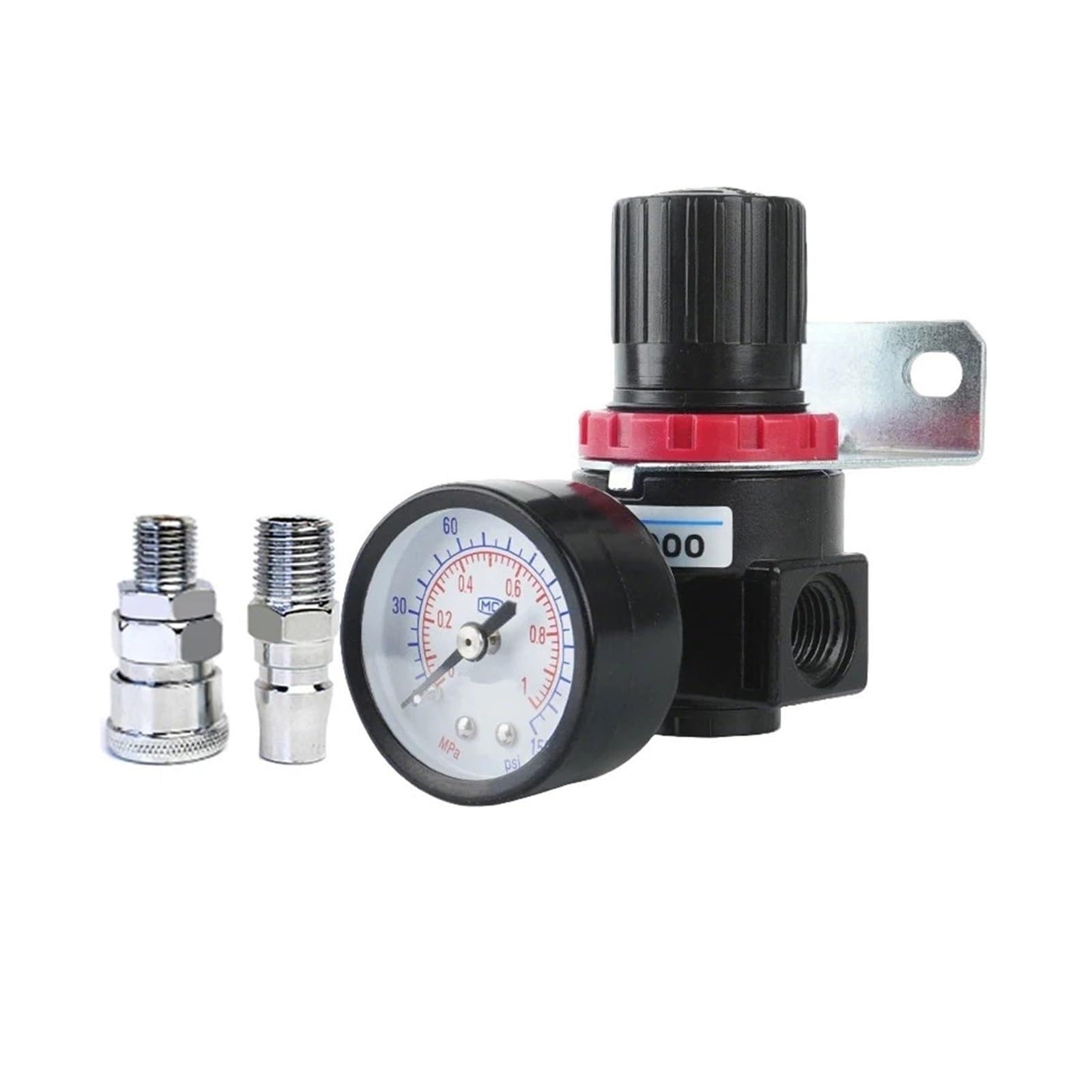 Manometro, AR2000 Regolatore Pneumatico a Pressione 'aria G1/4 "BSP Valvola Di Riduzione Del Compressore D'aria Con Filettatura 4/6/8/10 / 12MM(AR2000 with PMSM20)