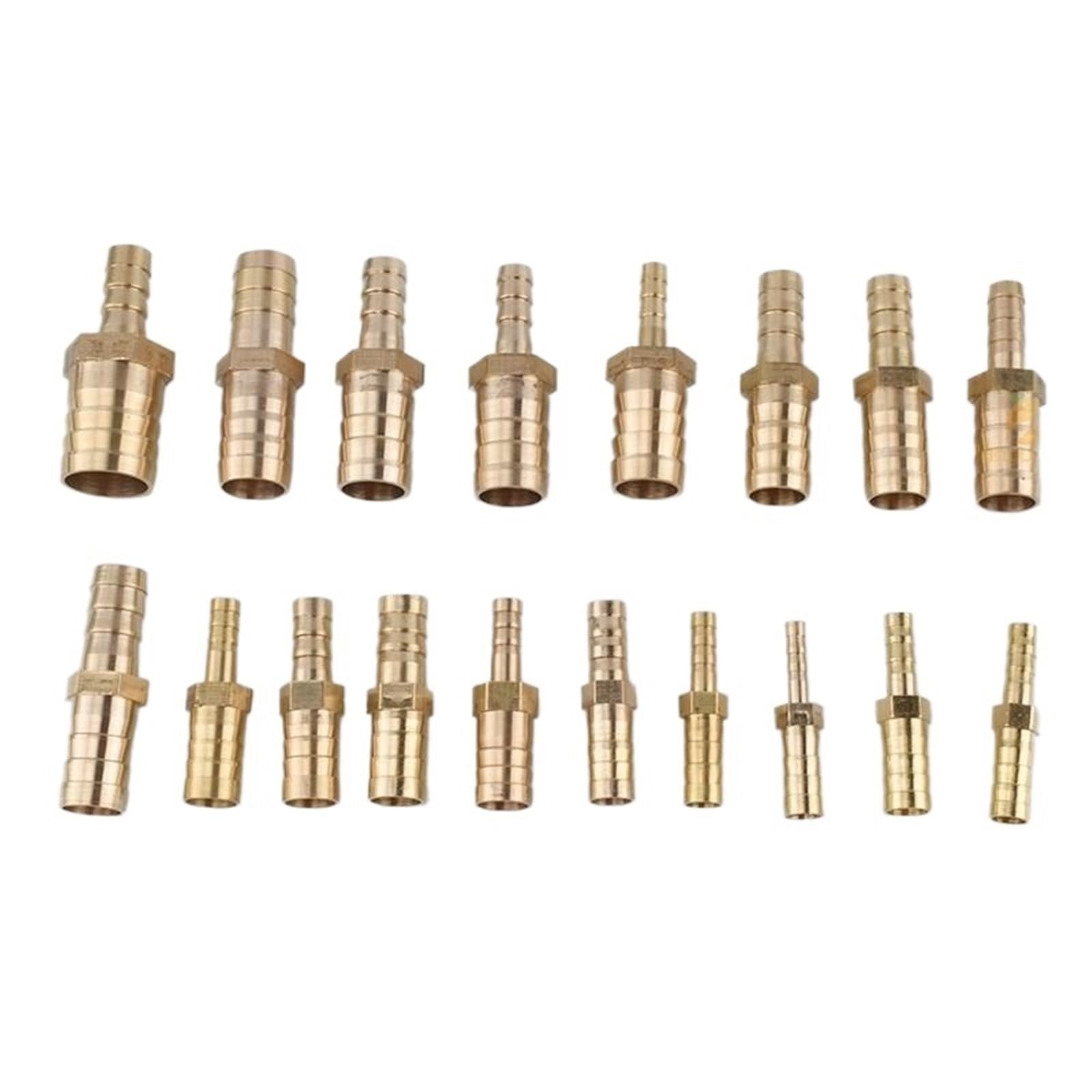 SQQCREATO Brass Hose Connector 1pcs Brass 2 Way Reducing Straight Hose Barb Barbed Pipe Fitting Reducer Copper Coupler Connector Adapter(10mm-14mm Barb)