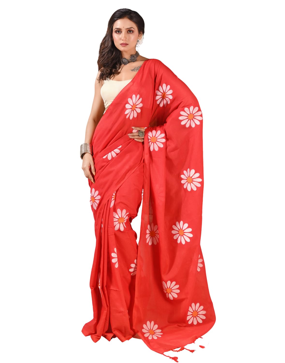 db desh bidesh Women`s Mul Cotton Sarees Soft Fancy Phoolpari Latest, Design Party, Wear Cotton New Linen Saree For Woman With Blouse Piece-picture-24