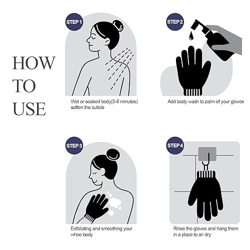 Miniatura 3 de Evridwear Guantes de baño exfoliantes de doble textura para ducha, spa, masaje y exfoliaciones corporales, removedor de células muertas de la piel