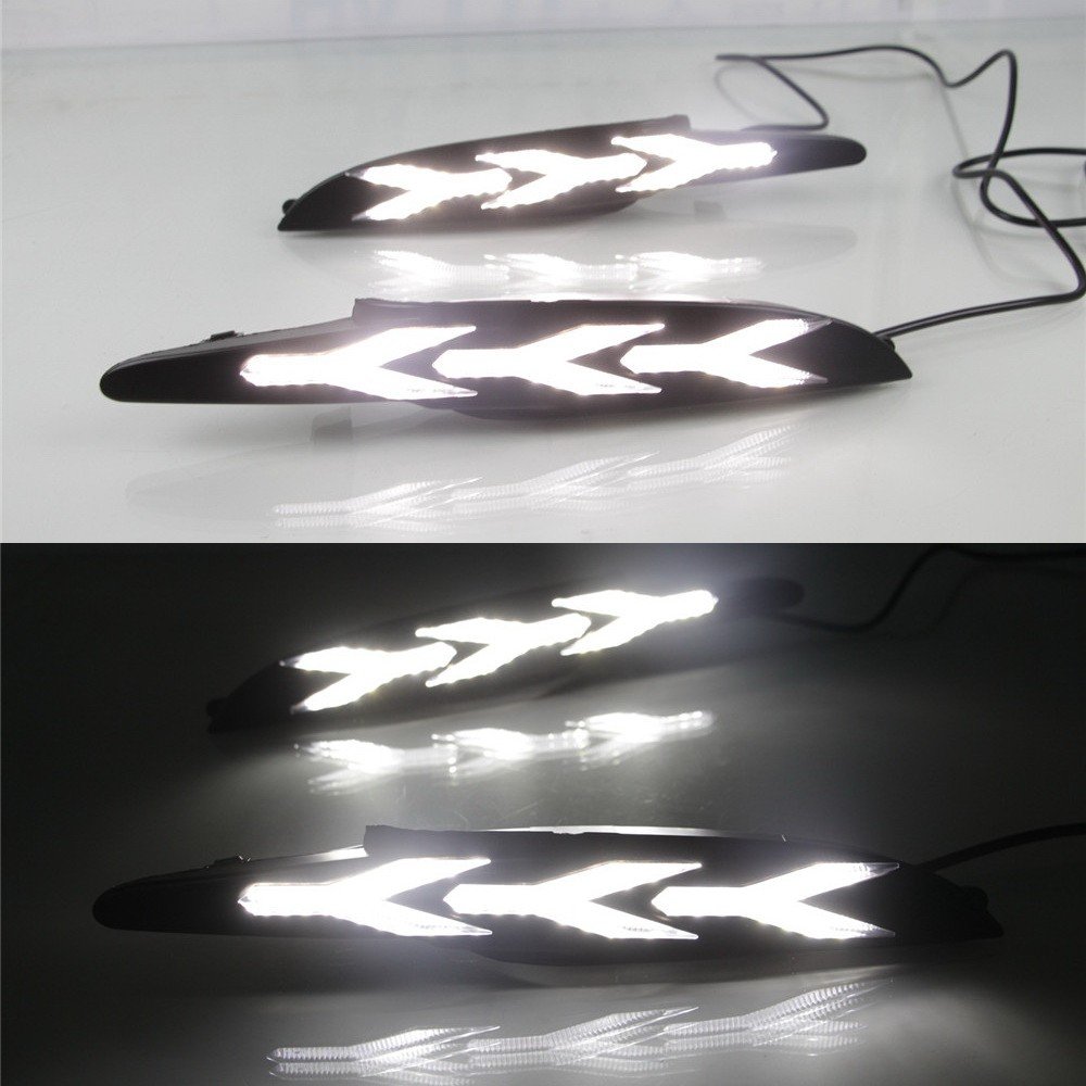 Luces diurnas LED DRL para comaptible for Mazda 3 Axela 2017 2018, LED parachoques delantero DRL + amarillo Streamer luces de señalización