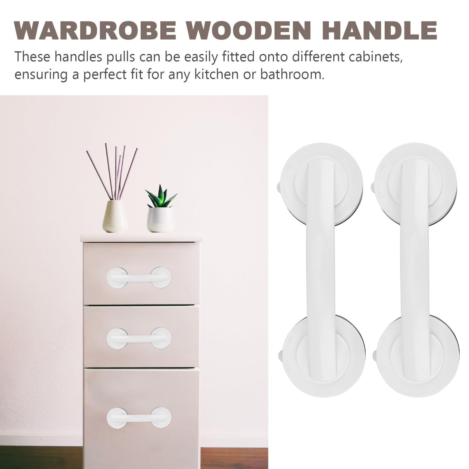 Maniglie A Ventosa 2 Pezzi - Adsorbente Forte Per Porte, Frigorifero, Armadi, Argento - Foto 8