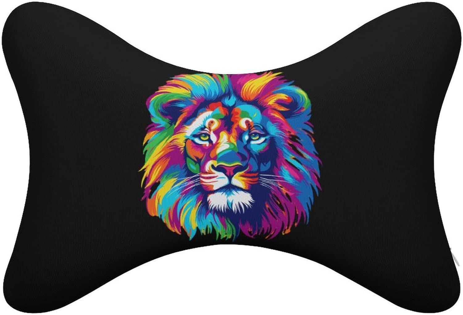 Colorful Painting Lion 2 Pack Car Neck Pillow Car Headrest Soft Car Pillow for Most Cars