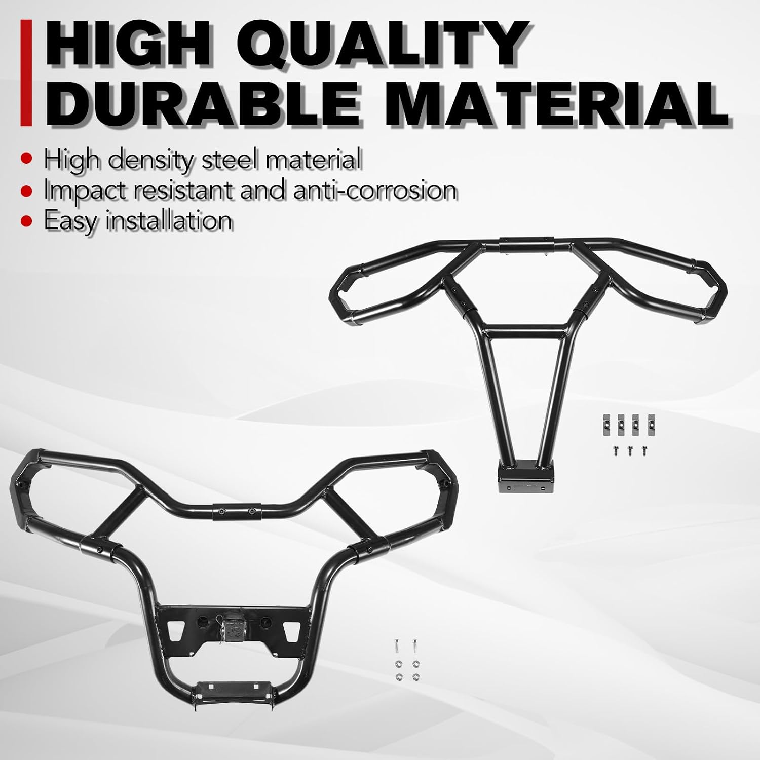 AUPOWER Front & Rear Bumper Guard Set for 2021-2024 Polaris Sportsman 570 Accessories, Front Trail Brushguard for Sportsman 450 Rear Profile Bumper, Replace OEM #2884844, 2884847, 2PCS