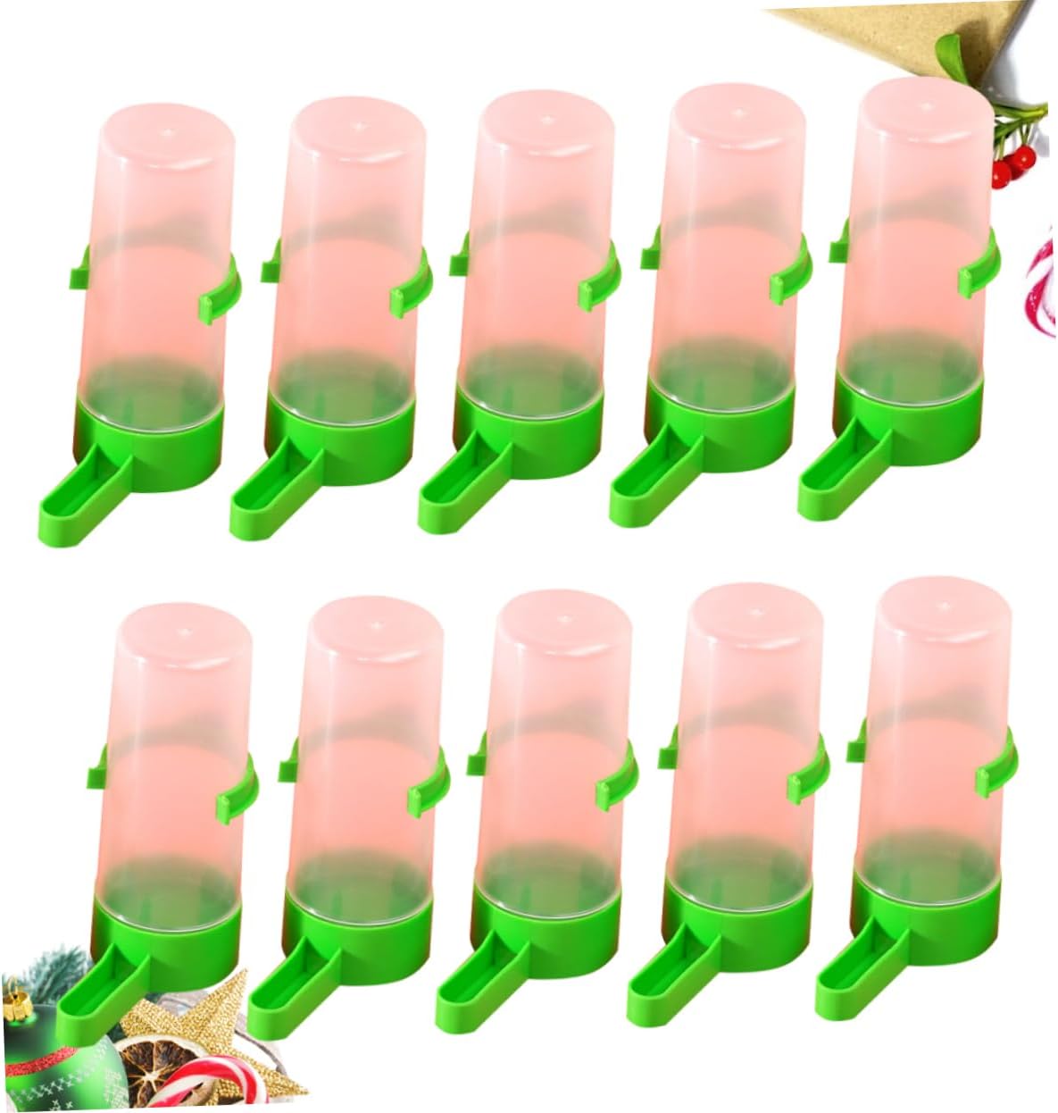10pcs Medium Automatic Bird Feeding Cups Parrot Drinking Cups for Birds Green