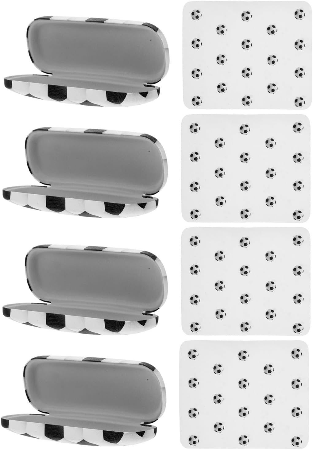 4pcs Hard Shell Soccer Eyeglass Case for Boys and Men with Cleaning Cloth, Portable and Multifunctional Sports Glasses Holder for Daily Use and Outdoor Activities, Creative