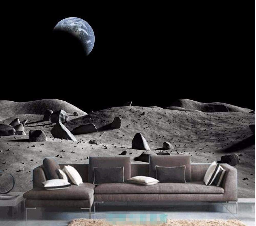Papier peint 3D ciel lune pour transformer un mur de salon impersonnel