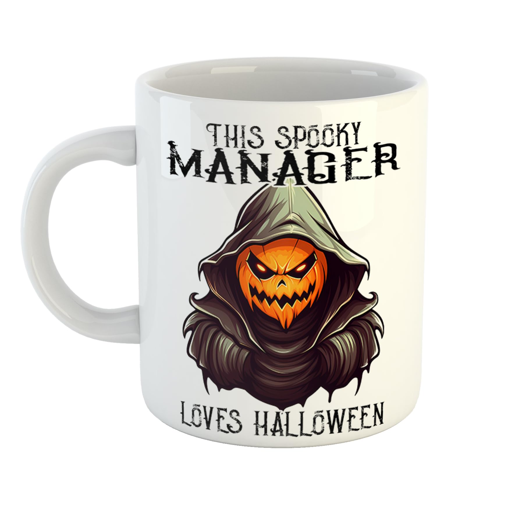 Just The Shirt This Spooky Manager Loves Halloween Season Mug Scary Pumpkin Gift for Professionals, 11 oz Ceramic Mug