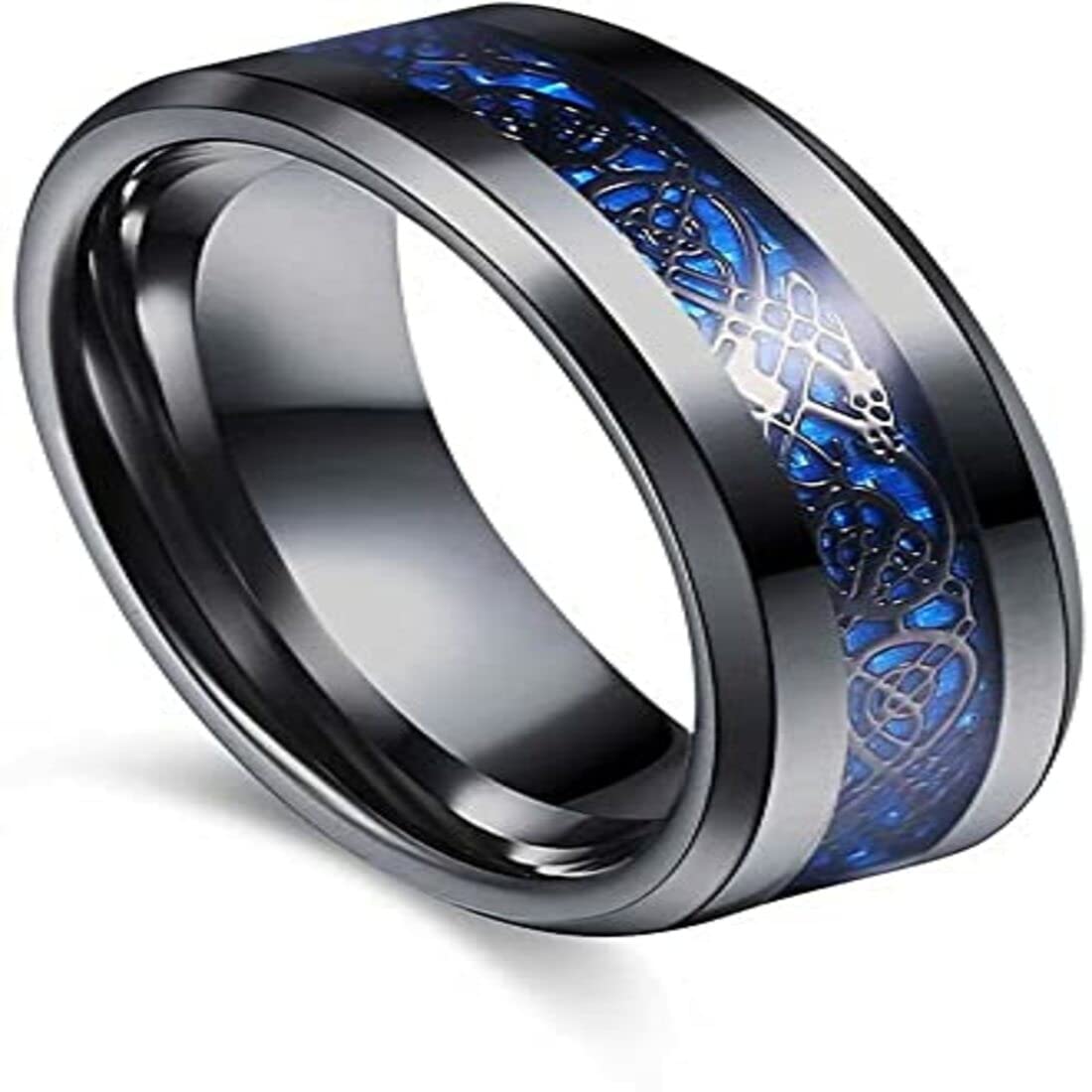MEENAZ Dragon Blue Black Single Simple stainless steel Finger rings for men boys gents boyfriend (20) (B098KGMX2J) Amazon Price History, Amazon Price Tracker