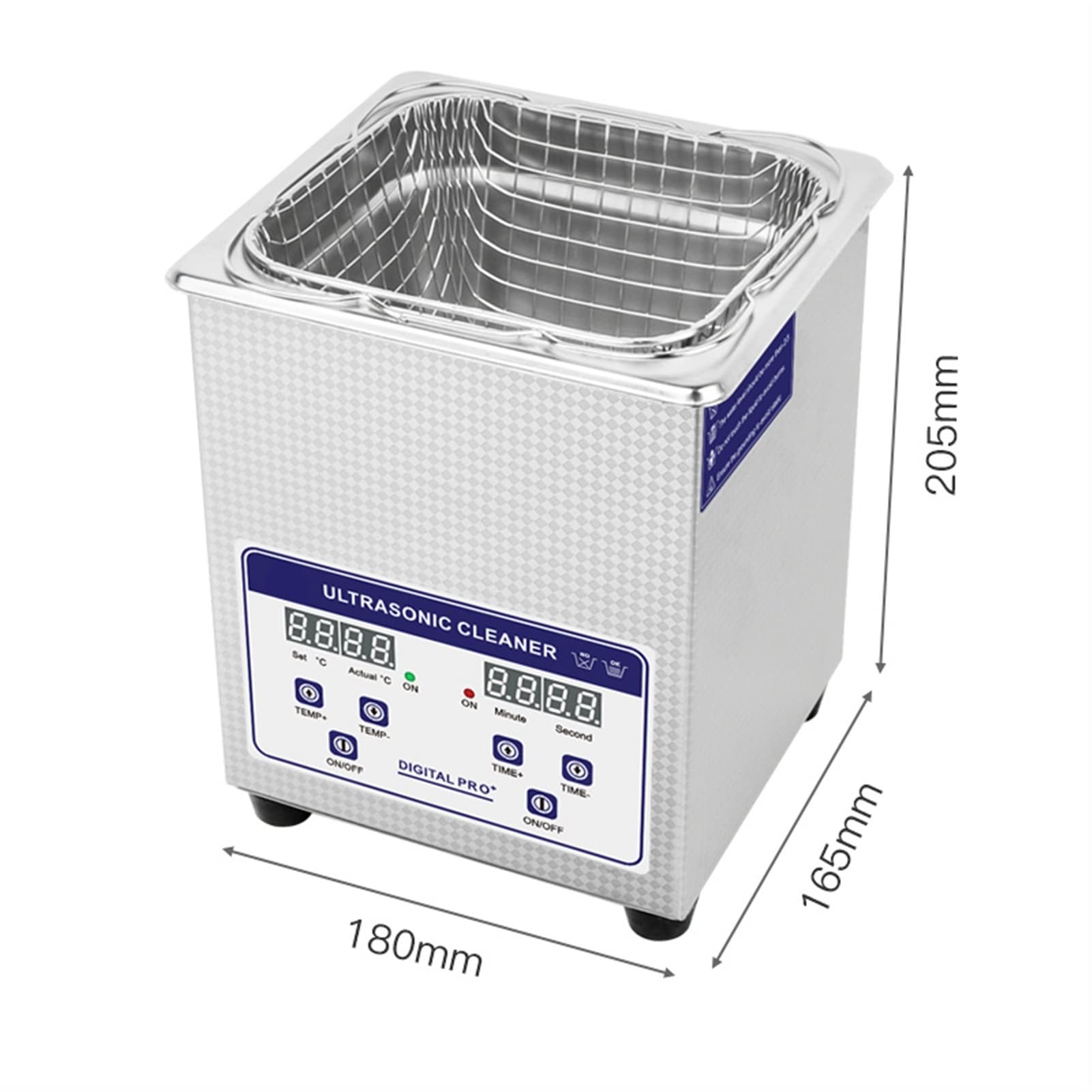 Dispositivo per la Pulizia ad ultrasuoni Pulitore ad ultrasuoni 2L 50W con Display Digitale Temporizzazione Riscaldamento 40kHz SUS 304 Cestello Serbatoio Strumento for la Pulizia del Bagno