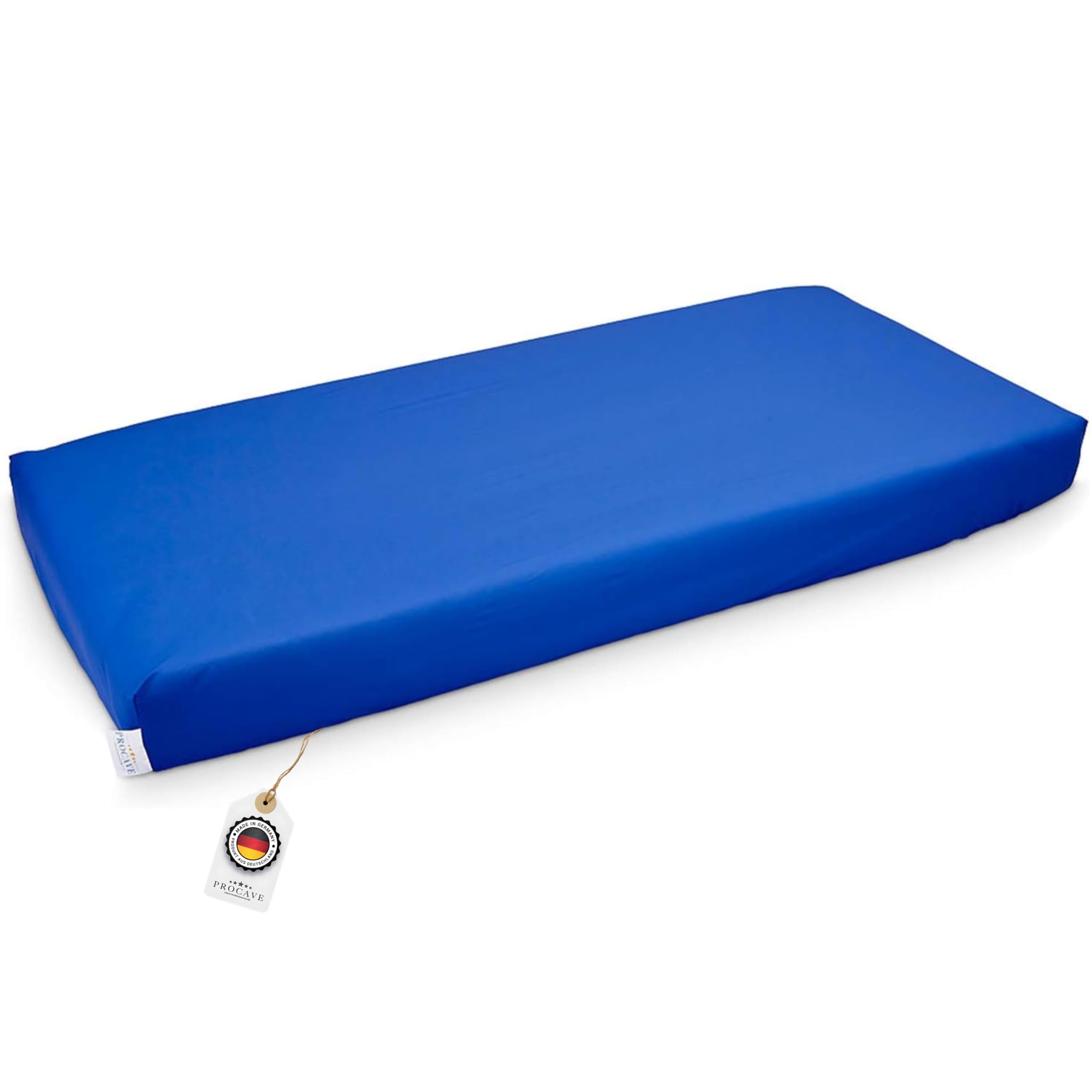 PROCAVE Sábana Bajera Impermeable en Azul, Transpirable y Lavable, Protector de colchón de fácil Cuidado, Fabricado en Alemania, en 100 x 200 cm