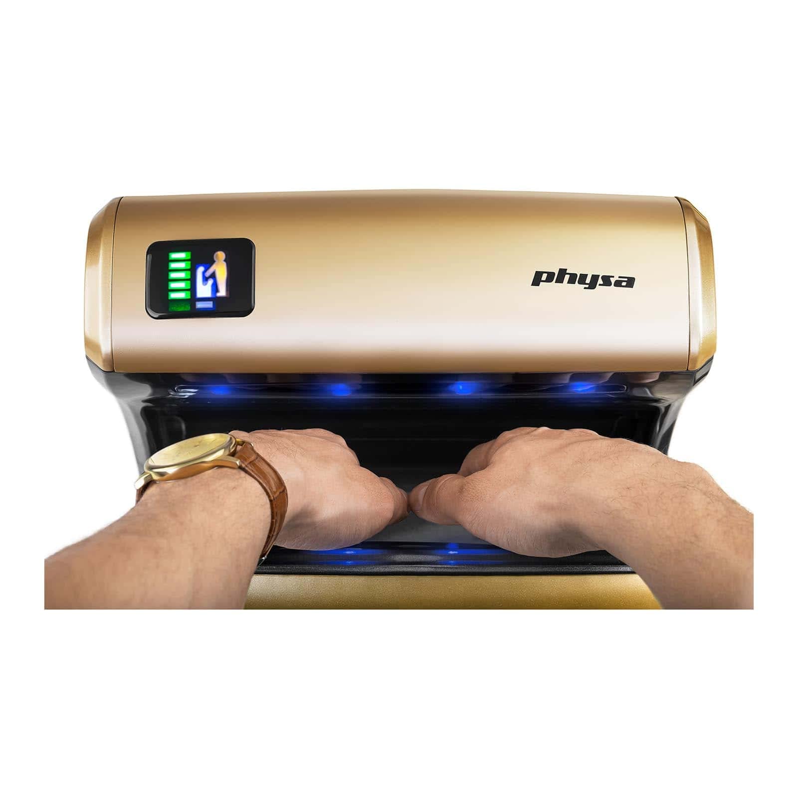 Physa Sèche-Mains Électrique Automatique Bari Gold (Temps de séchage 5 s, 32.000 TR/Min, Débit d'air [m/Sec] 90 m/s, Volume d'air 150 m³/h)
