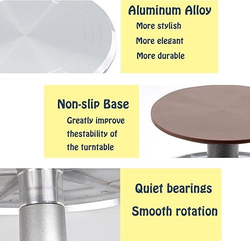 Miniatura 3 de Soporte giratorio de aleación de aluminio de 12 pulgadas, plato giratorio para tartas, suministros de decoración de cupcakes (35 unidades)