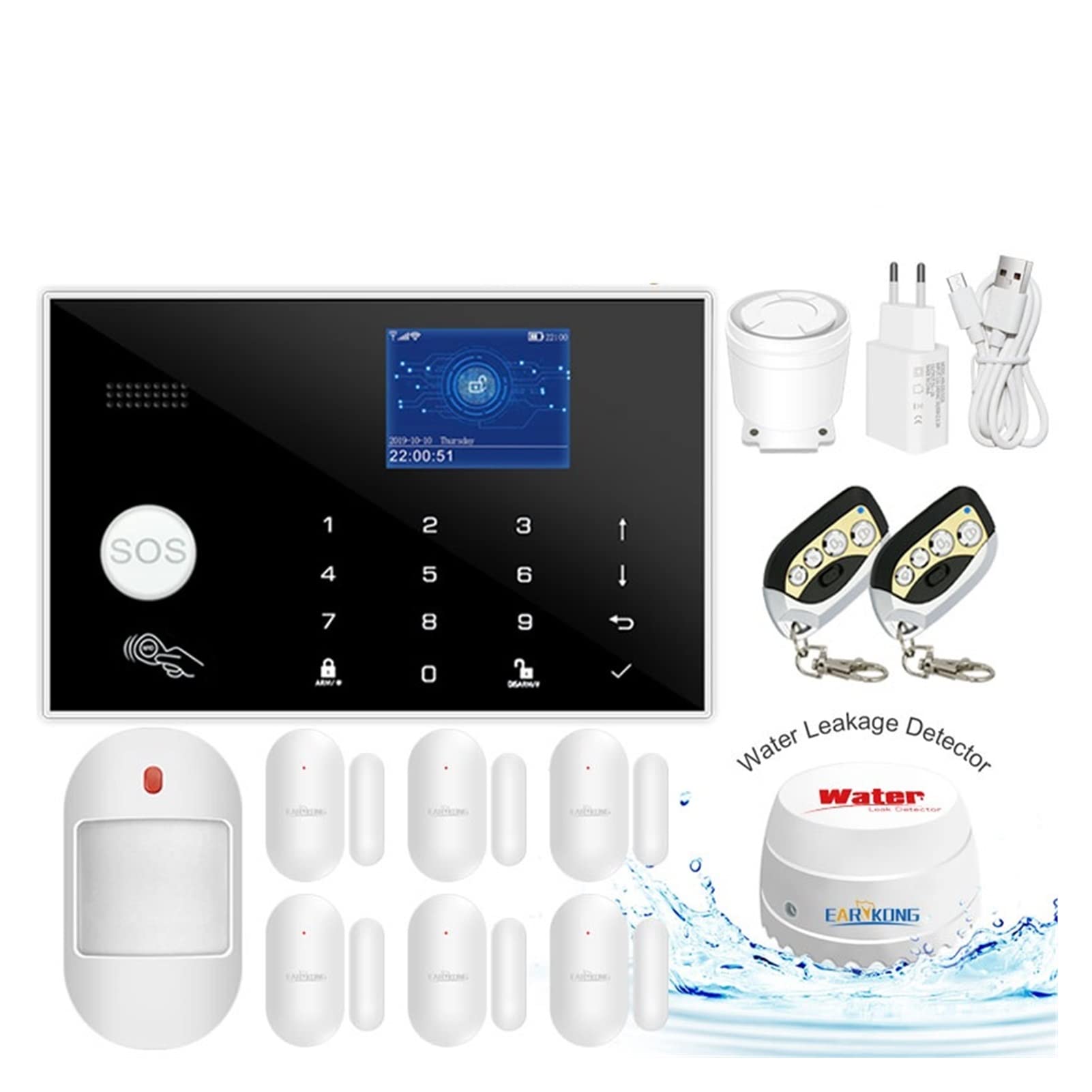 WiFi gsm Sistema de Alarma 433MHZ Inicio Alarma de Seguridad antirrobo Detector cableado inalámbrico RFID Soporte de Teclado táctil