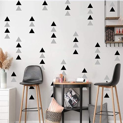 Miniatura 2 de Calcomanías de pared triangulares de vinilo negro y gris, calcomanías de pared modernas para despegar y pegar, calcomanías de pared geométricas para