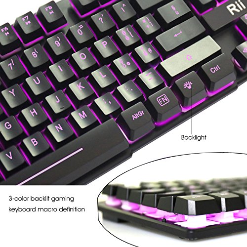 Rii Gaming RK100 (layout ITALIANO) - Tastiera italiana da gioco retroilluminata a LED (3 colori)