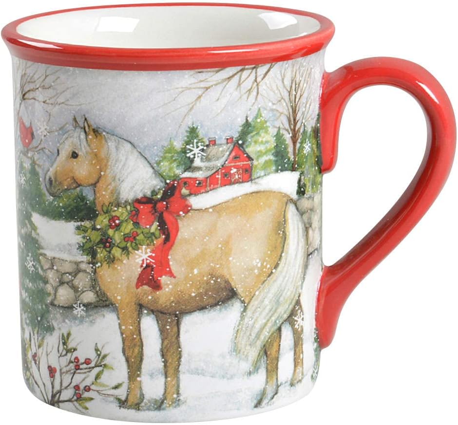 Certified International 22803SET4 Christmas on The Farm 18 oz. Mug, Set of 4 Assorted Designs, One Size, Multicolor