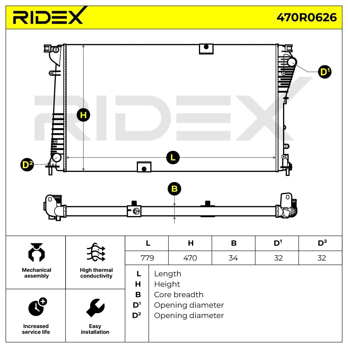 RIDEX 470R0626 Radiateur du moteur Compatible avec RENAULT Trafic 2 Van FL