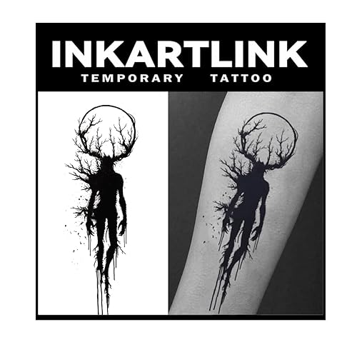 Miniatura 20 de INKARTLINK Tattoo Tech, 2 hojas de tatuaje semipermanente mediano, tatuajes temporales de diseño artístico para adultos, dura 1-2 semanas, Laurel -