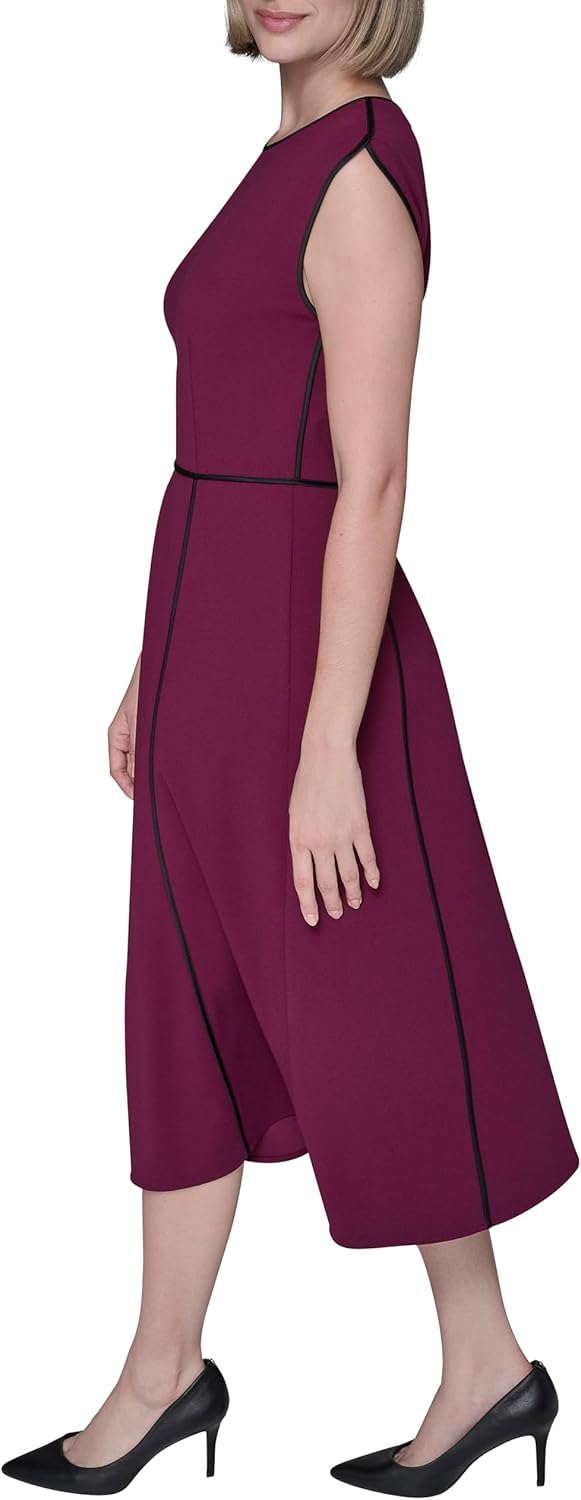 Karl Lagerfeld Womens Sleeveless Scuba Crepe Wear to Work Midi Dress - Image 3